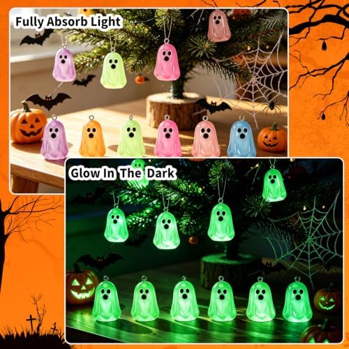 36Pcs Glowing in Dark Halloween Ghost Ornaments for Small Tree