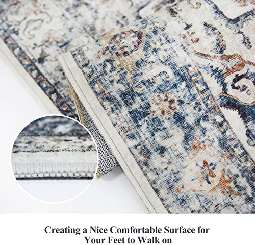 Hallway Washable Runner Rug - 2x7 Kitchen Rugs Entryway Rug Runner Vintage Soft Floor Mat Non Slip Indoor Farmhouse