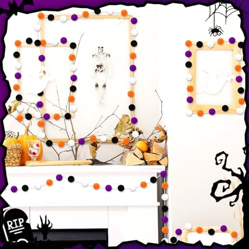 MARFOREVER 4 Pack 26.3 FT Halloween Felt Ball Garlands Halloween Decoration