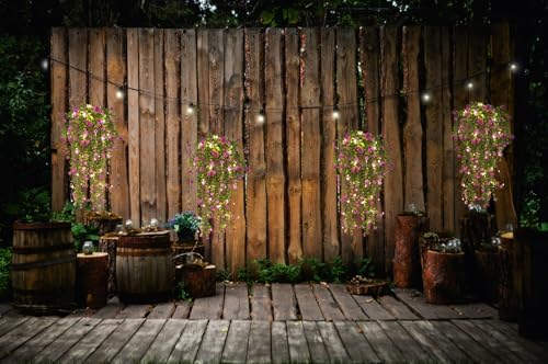 RECUTMS Artificial Hanging Plants with Lights Fake Hanging Spring Flowers