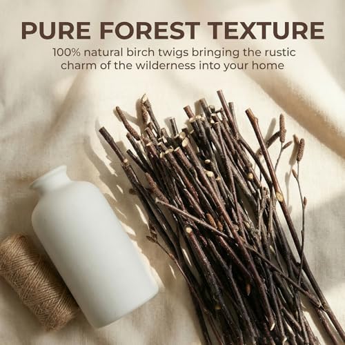 Natural Birch Branches, 50 Pcs Dried Twigs and Branches for Vases, 17" Tall Real Wood Sticks for Floor Vase Filler, Boho Rustic Home Decor, Wedding Centerpieces Arrangement
