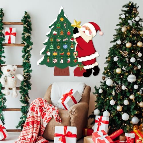 Watersay Christmas Tree Felt Advent Calendar for Kids Countdown Calendar