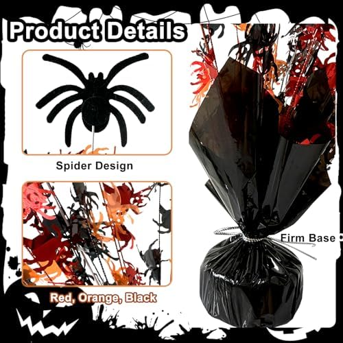 FUBININA 6 Pack Halloween Table Decoration Party Centerpieces Spider Gleam 'N Metallic Foil Spray Glitter Halloween Centerpiece Table Centerpieces Decor for Birthday Party Supplies, Black Orange Red