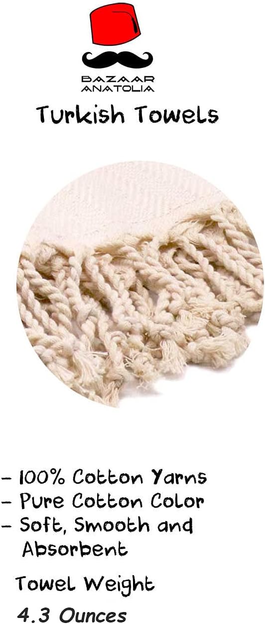 Hand Towels - Set of 4 | 39" x 19" - Decorative Turkish Hand Towel for Bathroom, 100% Cotton, Kitchen, Face, Hair, Tea