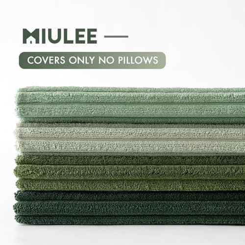 MIULEE Soft Corduroy Decorative Throw Pillow Covers Forest Green 24x24