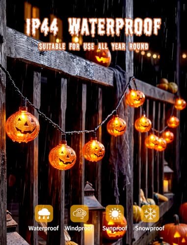 12FT Halloween Pumpkin Lights String, 20 Pumpkin Lantern String Lights