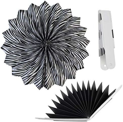 18pcs Party Hanging Paper Fans Set Black White Round Paper Fans Decorative Pattern Folding Fan Halloween Hanging Garlands for Halloween Birthday Wedding Graduation Events Accessories