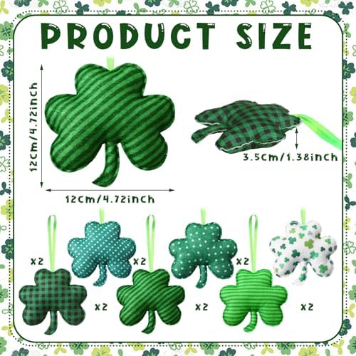 Breling 12 Pcs St Patricks Day Felt Shamrock Ornaments,Green Hanging Decor