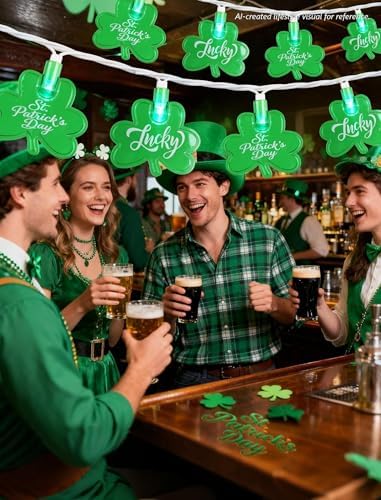 12FT St Patricks Day String Lights - 20 LED Shamrock Lights