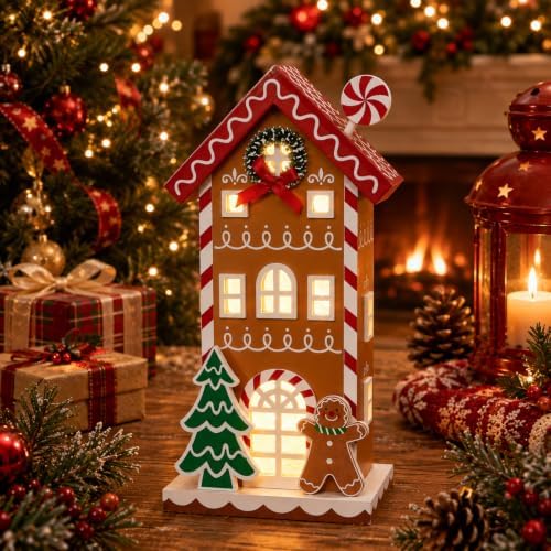 Gingerbread House Christmas Decorations for Home Light Up Christmas Decor