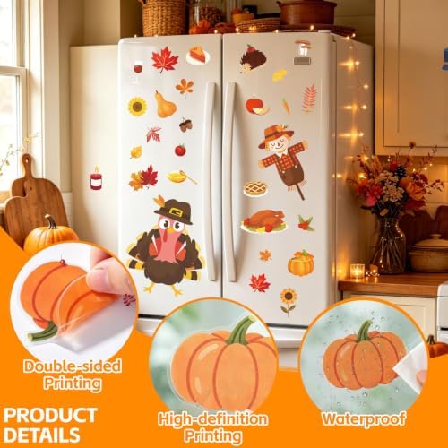 Thanksgiving Window Clings Fall Turkey Decorations for Glass 9 Sheet