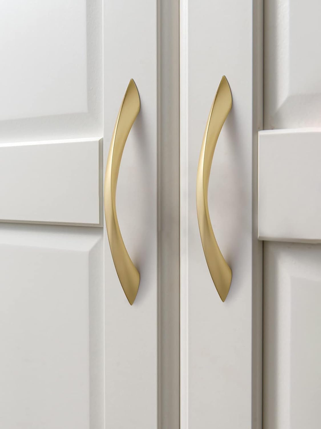 Cabinet Pulls Arch Twisted Brass Handles / Brushed Gold / 5 Inch Hole Centers / 5 Inch / Set of 2