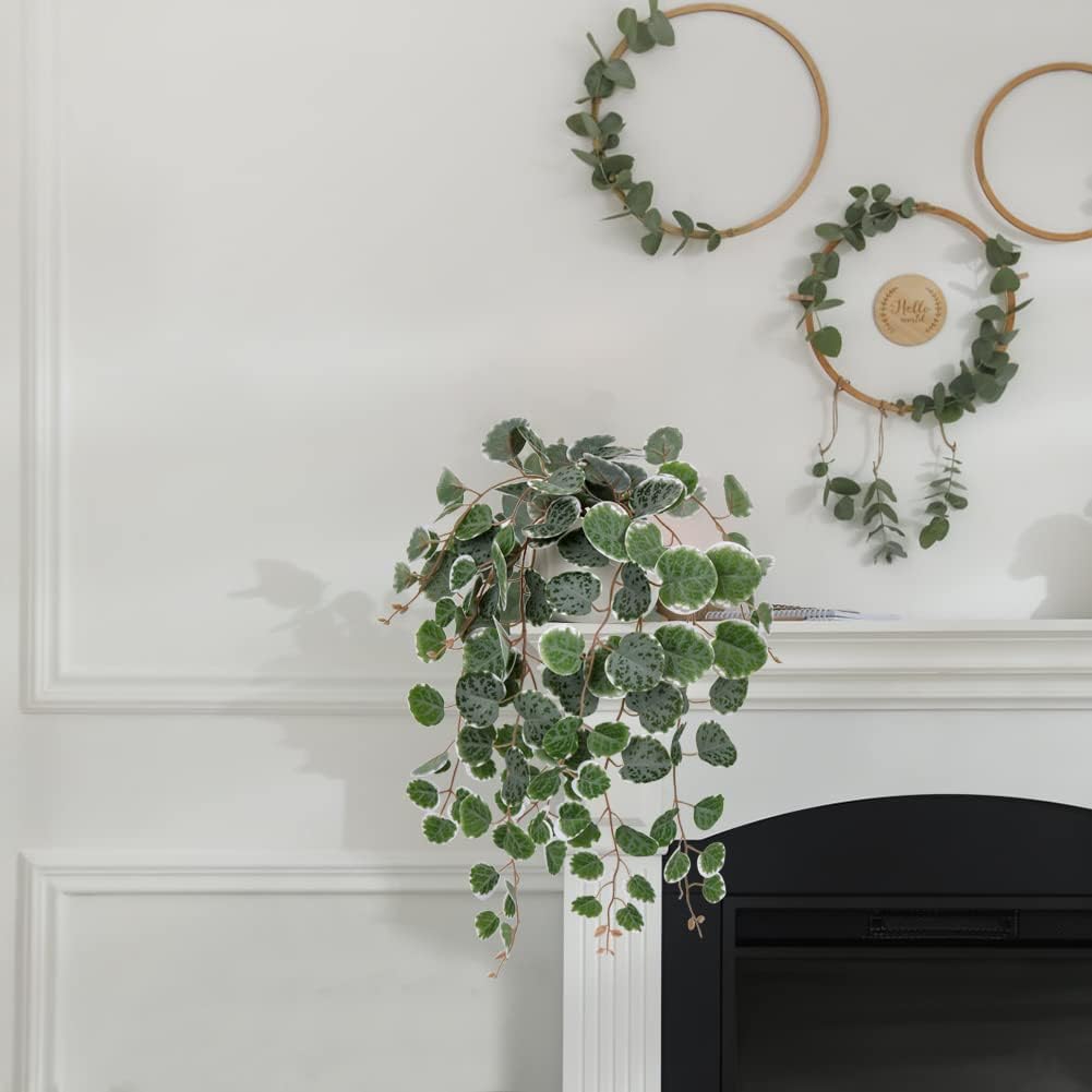 Ceramic Pot Faux Draping Vine Plants / Green