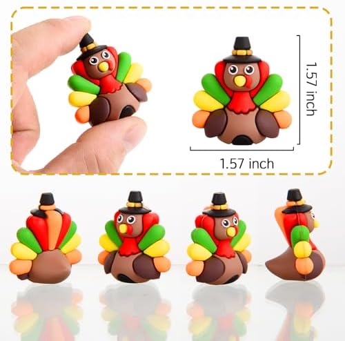 50 Pcs Mini Thanksgiving Turkey Figurines Tiny Turkey Figures Miniarue Animals Figurines Little Autumn Fall Ornaments to Hide and Seek for Thanksgiving Party Decorations (50)