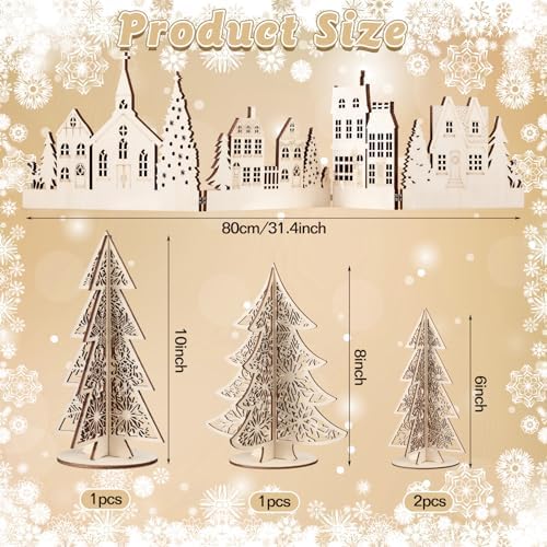 Colingmill 32'' Christmas Tabletop Wooden Decor Church Tree and House Signs