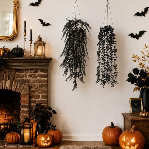 Der Rose 4 Pcs Fake Hanging Plants for Halloween Bathroom Decor Indoor