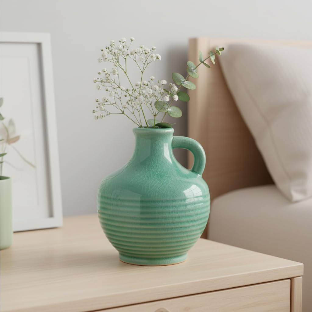 Green Ceramic Vase / 6 Inch / Mint Green - 6
