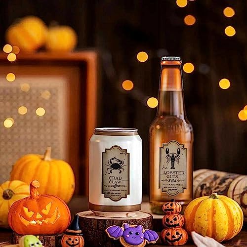 KIMOBER 144PCS Halloween Bottle Labels, Assoeted Vintage Laminated Animal Apothecary Potion Bottles Stickers for Halloween Party Supplies Photo Props