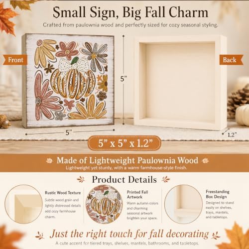 Fall Decorations for Home Bow Pumpkin Wood Sign Fall Wall Shelf Decor