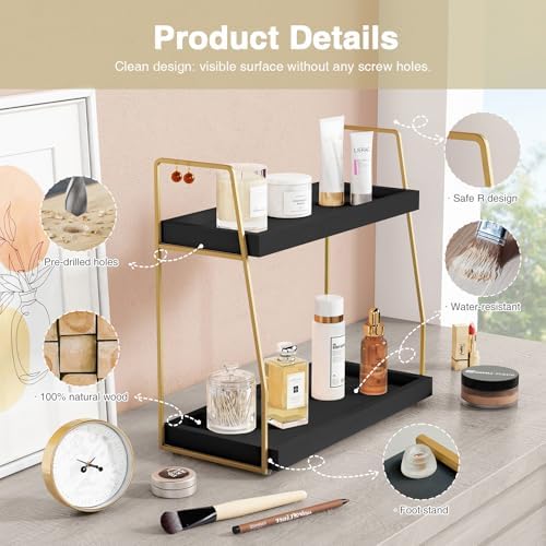 2 Tier Counter Organizer / Black-gold