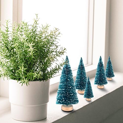 KUUQA 28Pcs Mini Christmas Trees Sisal Snow Frost Bottle Brush Trees