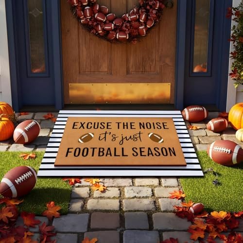 Tinideya 2 Pcs Football Layered Doormat Set for Game Day Front Porch