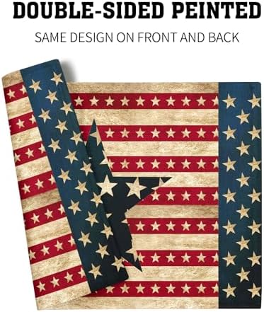 4th of July Placemats Set of 4 18x12 Inch Independence Day Patriotic American Flag Linen Place Mats Heat-Resistant Washable Wipeable Memorial Day Table Mat for Party Kitchen Dining Room Dinner Table