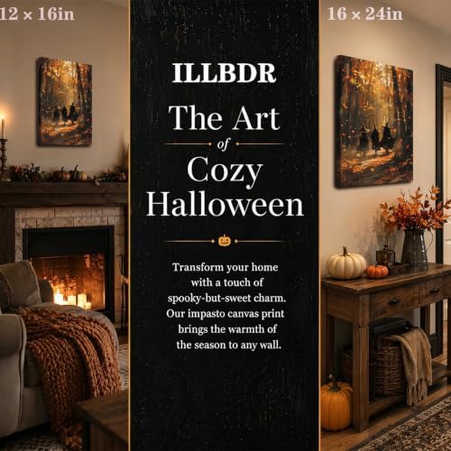 ILLBDR Halloween Witch in Autumn Forest Canvas Wall Art 16x24 inch