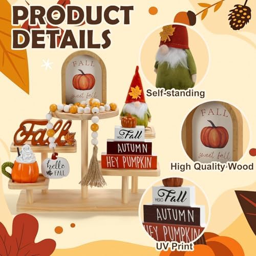 Fall Decorations for Home, 6Pcs Thanksgiving Fall Tiered Tray Decor Set
