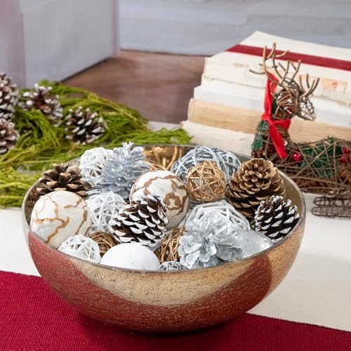 ANDALUCA Decorative Balls Orbs Bag (Silver Pinecone)