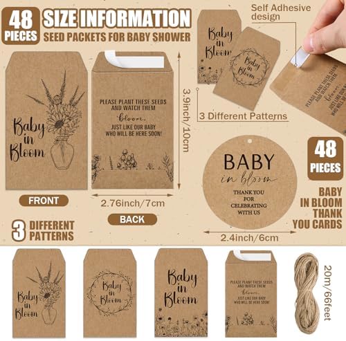 Reallnaive 48 Sets Baby in Bloom Baby Shower Party Favors Seed Packets