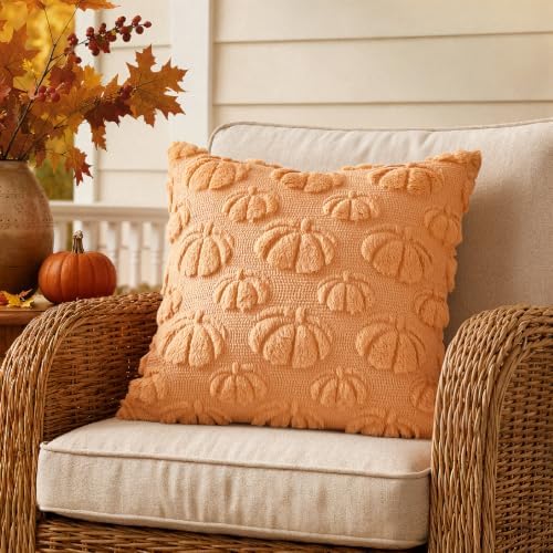 MIULEE Fall Decor Pillow Covers 18x18 Set of 2 Pumpkin Light Orang
