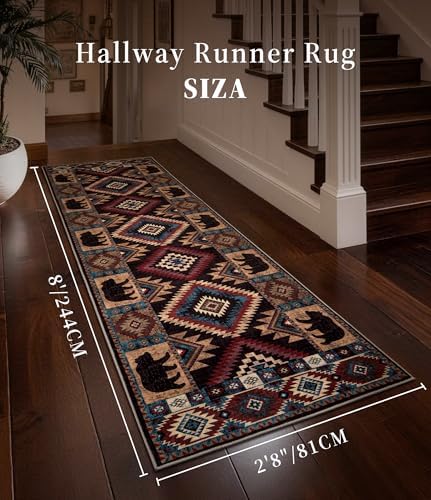 YIHOUSE Washable Western Cabin Runner Rug 2'8''x8 Hallway