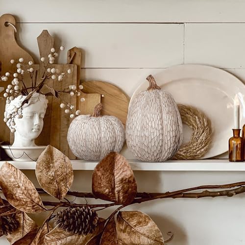 DN DECONATION Thanksgiving Pumpkins Fall Decor, Carved Pumpkin Table Decor