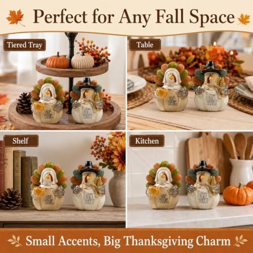 2pcs Turkey Figurine, Thanksgiving Home Decor Indoor Table Mantel