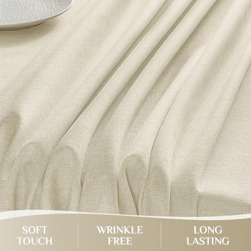 Softalker Cream Tablecloths Rectangular 84x60 inch, Faux Linen Outdoor Table Cloth Stain Resistant & Shrink-Proof, Washable Table Cover for 6 Foot Rectangle Table Decor for Summer, Farmhouse Style