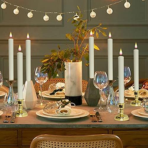 Wondise Flameless Window Candles with Remote & Timer Christmas Decoration, 11 Inches Battery Operated 3D Wick with Purple Yellow Light, 6 Pack Gold Plastic Holder and Suction Cups Included