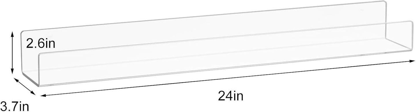 NIUBEE 24" Acrylic Floating Nursery Kids Bookshelf Wall Shelf 4 Packs | Premium Acrylic 50% Thicker with Screwdriver