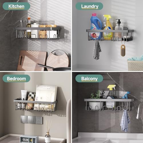 Veken 6-Pack Rustproof & Waterproof Shower Caddy, Adhesive Shelves Rack, Large Capacity Bathroom, College Dorm &