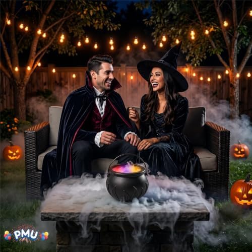 PMU 2pc Cauldron set, 10in Black Cauldron w/Mist Maker & Multicolor Fogger