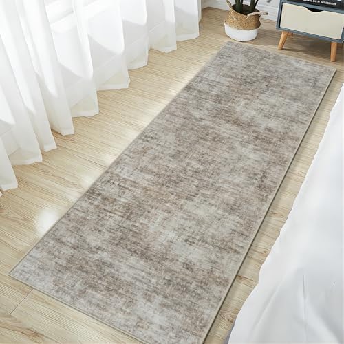 2'6''x8' Runner Rugs Washable Rug: Modern Abstract Hallway Brown Black Carpet