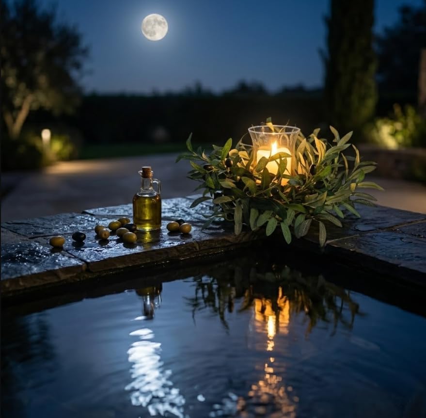 Artificial Olive Branch Candle Ring