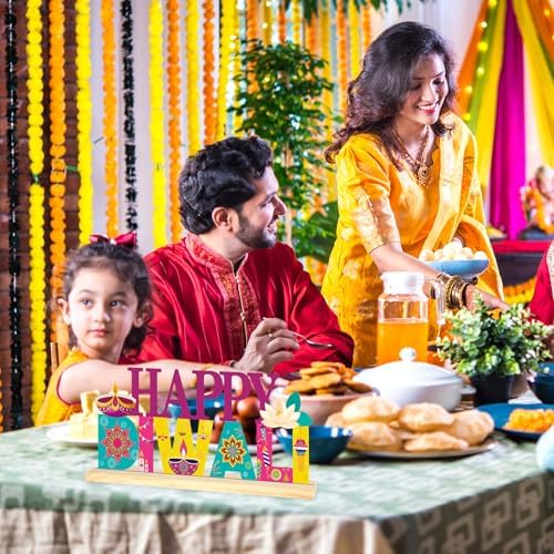 Metal Happy Diwali Sign Decorations for Home Party Shelf Mantel