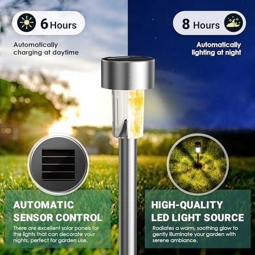 GIGALUMI Outdoor Waterproof Solar Garden Lights, 12 Pack Warm White