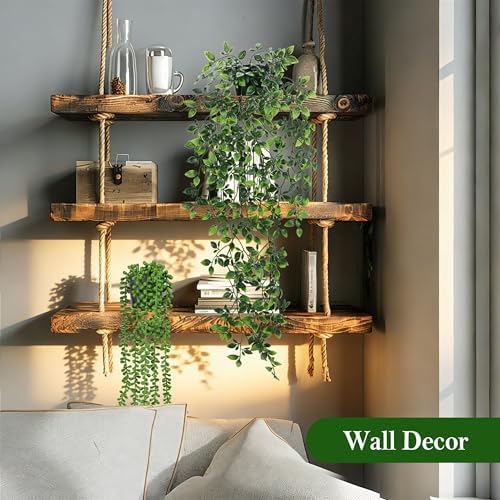 Der Rose 8Pcs Artificial Hanging Plants for Fuller Layered Wall Shelf Decor