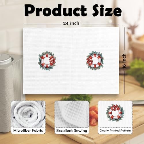 XPH Coastal Beach Christmas Kitchen Dish Towels, Nautical Gifts for Women, Nautical Coastal Beach Christmas Decor Hand Towels Kitchen Tea Towel Decorations, Xmas Bathroom Decor, 16x24inch