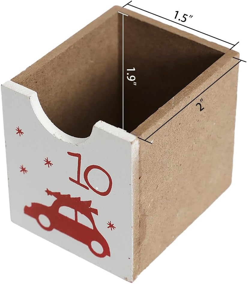 Christmas Wooden Advent Calendar Book with LED lighting Red Color Christmas Snowman & Santa Countdown Holiday Gifts