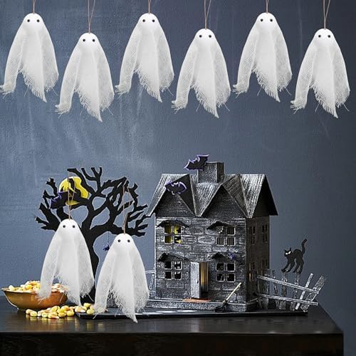 16Pcs Halloween Ghost Hanging Ornaments, Small Hanging Ghosts Tree Ornament