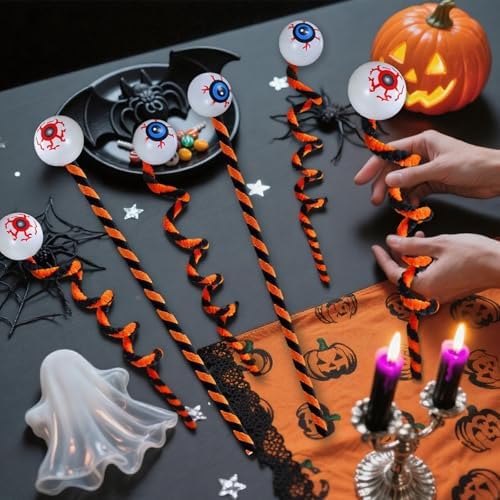 12 Pcs Halloween Eyeball Picks,Bendable Wool Floral Picks Party Decorations