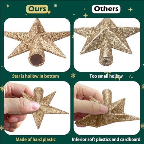 SUNEZLGO Mini Christmas Tree Topper, 3.35 Inch Small Star Treetop, Small Christmas Tree Top, Mini Christmas Tree Ornaments, Ornaments for Tree, Tree Star for Xmas Holiday Party Home Decoration